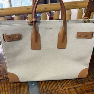 Saint Laurent Sac de Jour Canvas Tote